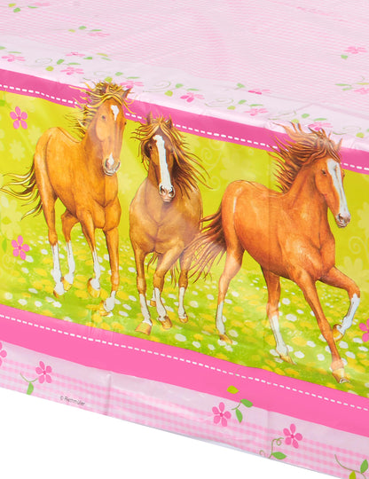 Détail de l'illustration des chevaux galopant de la nappe Chevaux