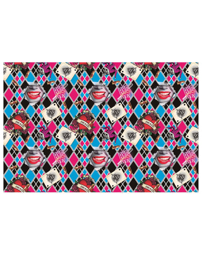 Détail des motifs harlequin et graphiques de la nappe Dangerous Girl