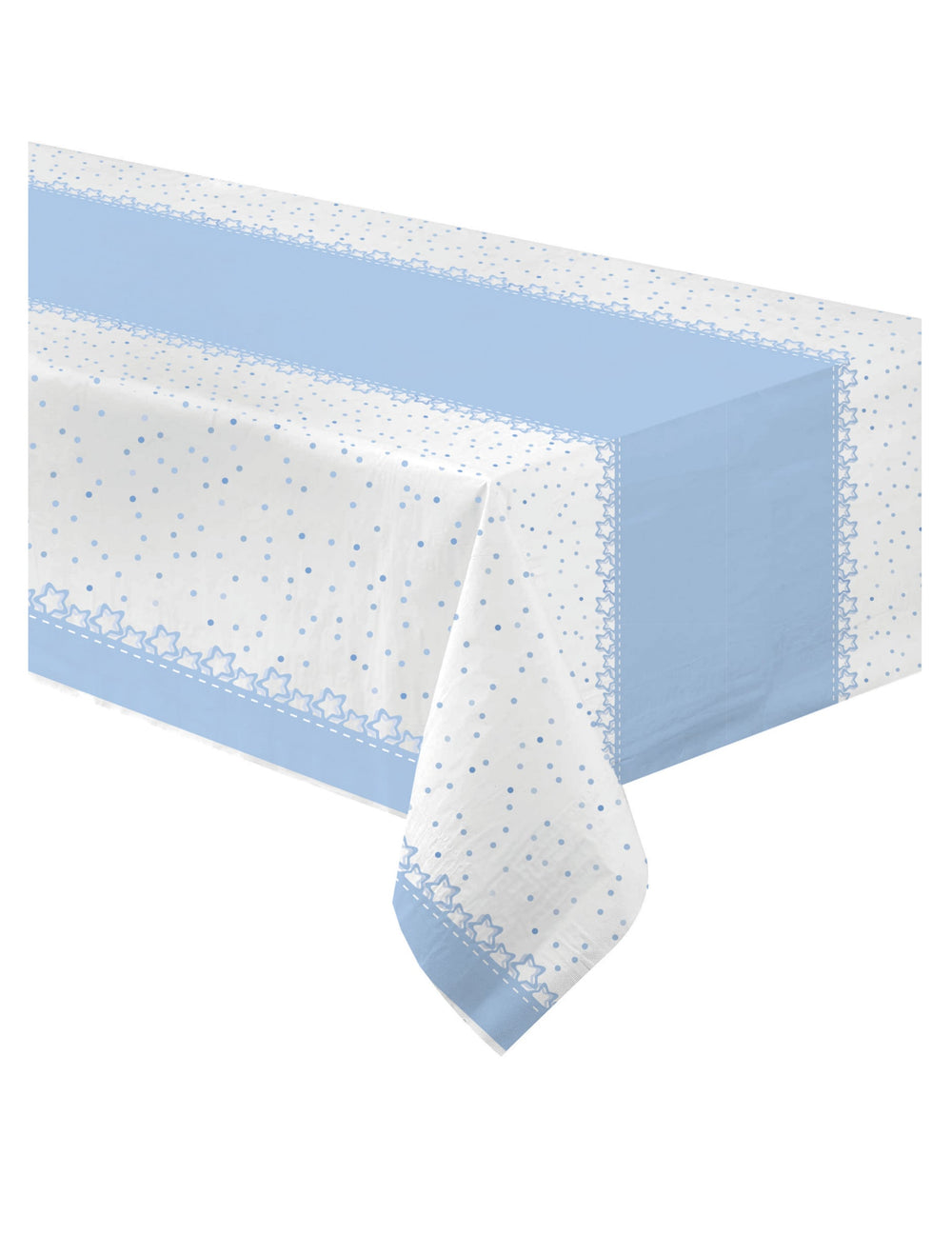 Nappe en papier étoiles bleues pour fête bleue et blanche à pois