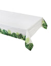 Nappe en papier Tropical blanche et verte avec motifs de feuilles de palmier