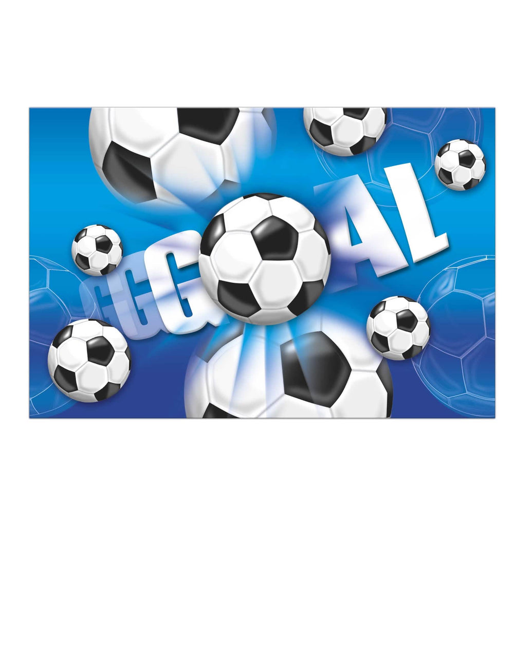 Nappe en plastique football goal bleue avec ballons de foot et inscription Goal