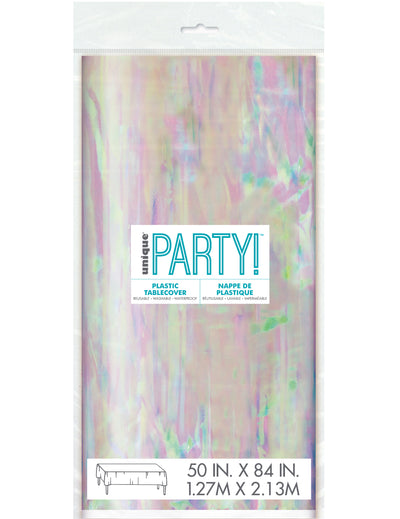 Nappe en plastique iridescente pour fête pastel