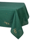 Stoffen tafelkleed Vrolijk Kerstfeest Brits groen en goud 140 x 240 cm