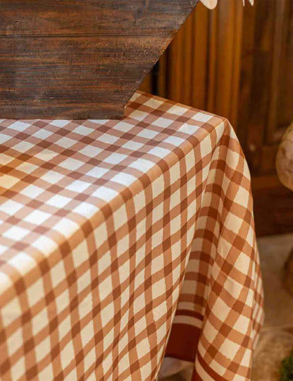 Nappe Cottage Living en tissu crème et auburn 140 x 240 cm