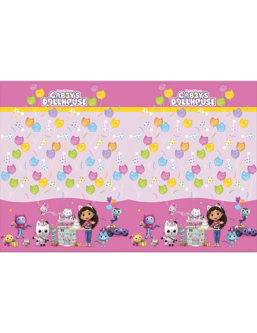 Nappe Gabby et la maison magique pour enfant rose avec ballons et personnages
