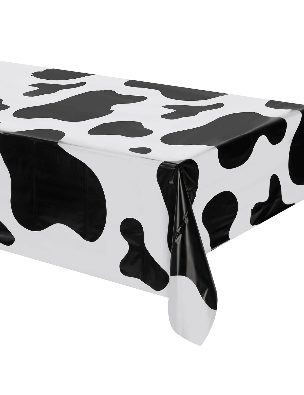 Nappe en plastique vache pour décoration de fête blanche à taches noires