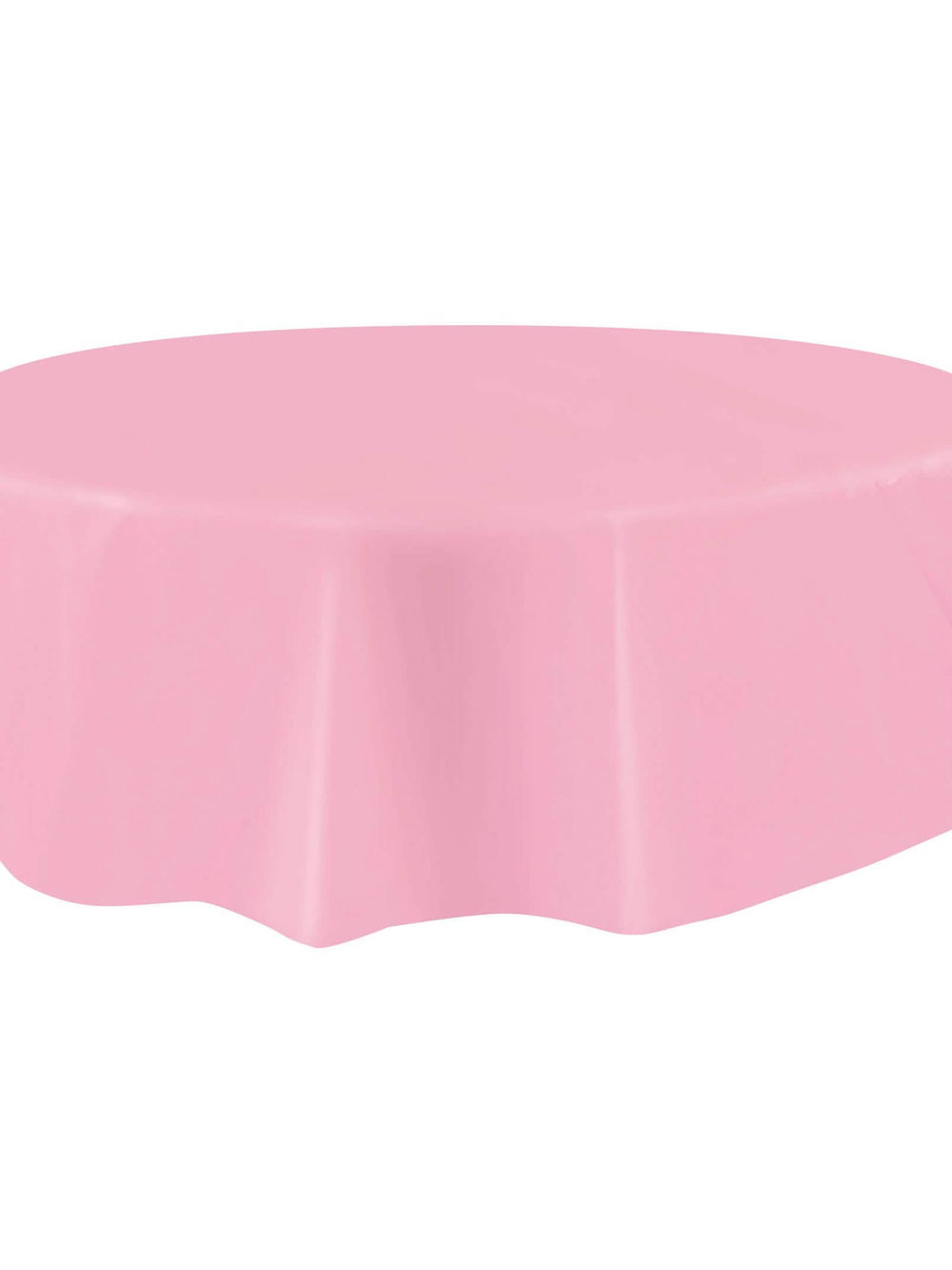 Close-up van de valling van het wegwerpbare ronde plastic tafelkleed voor feest roze licht