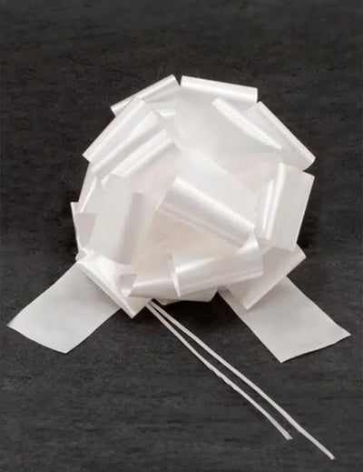 Nœud géant à tirer pour décoration blanc effet satin