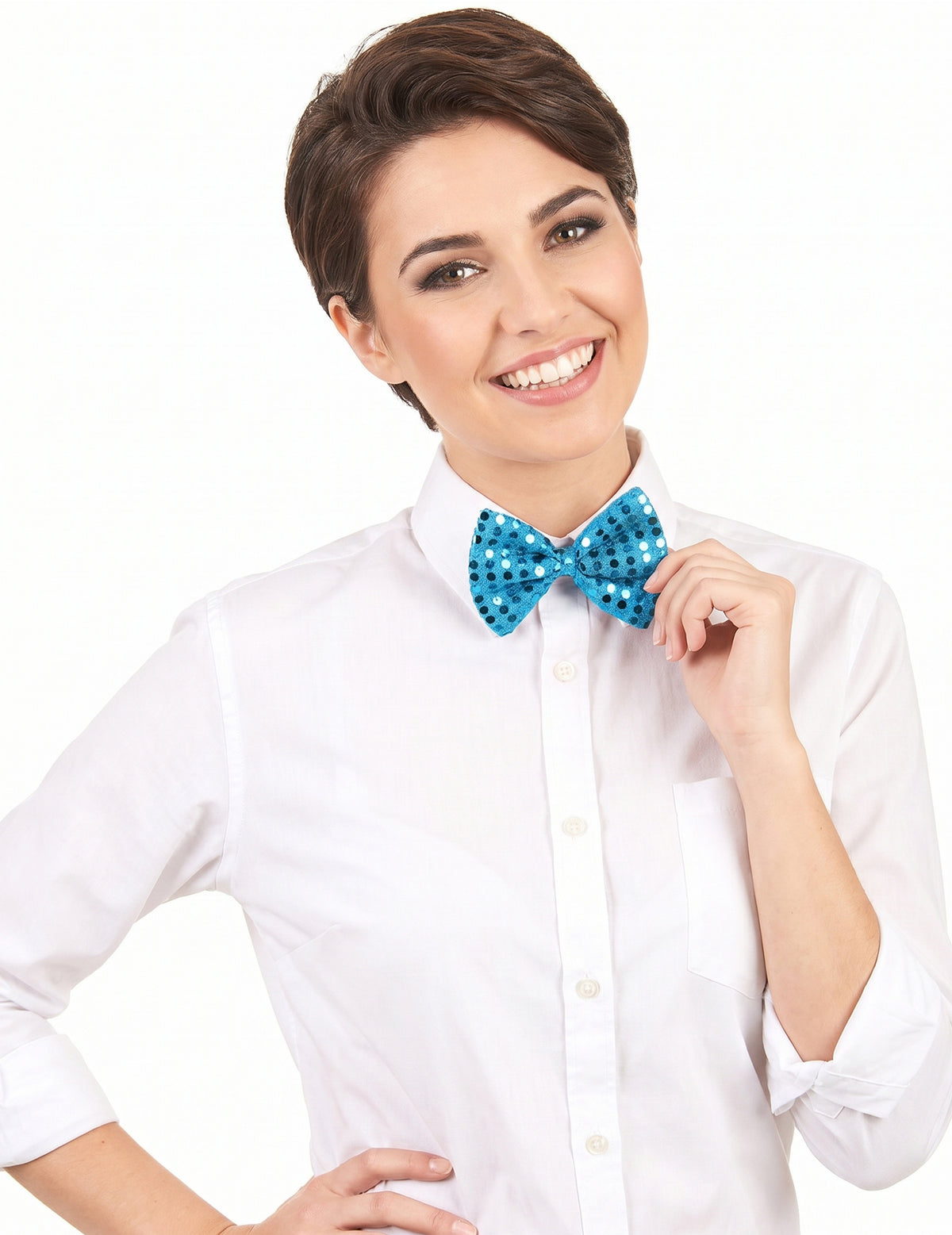 Noeud papillon bleu clair avec sequins adulte