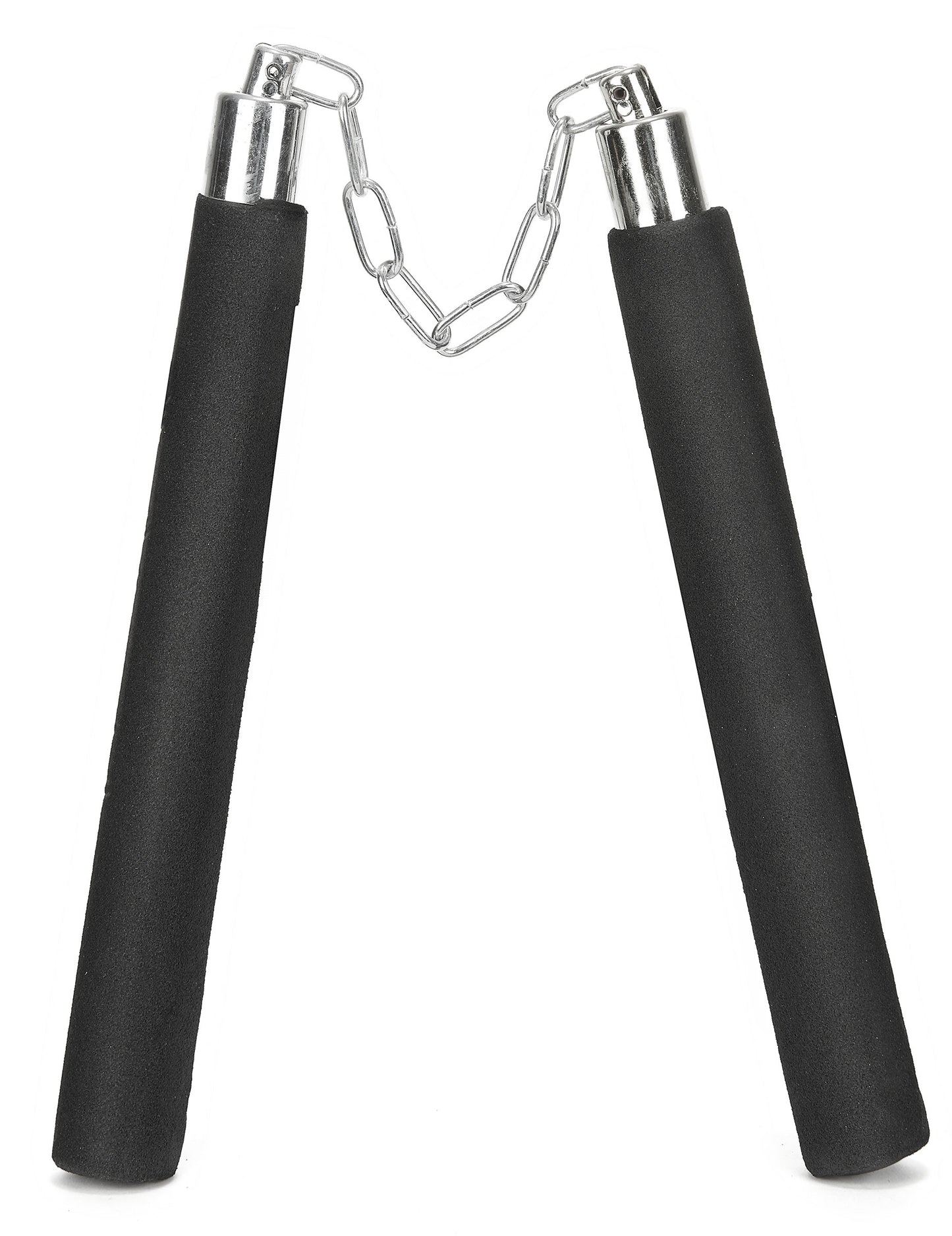 Nunchaku en mousse noir avec chaîne argentée