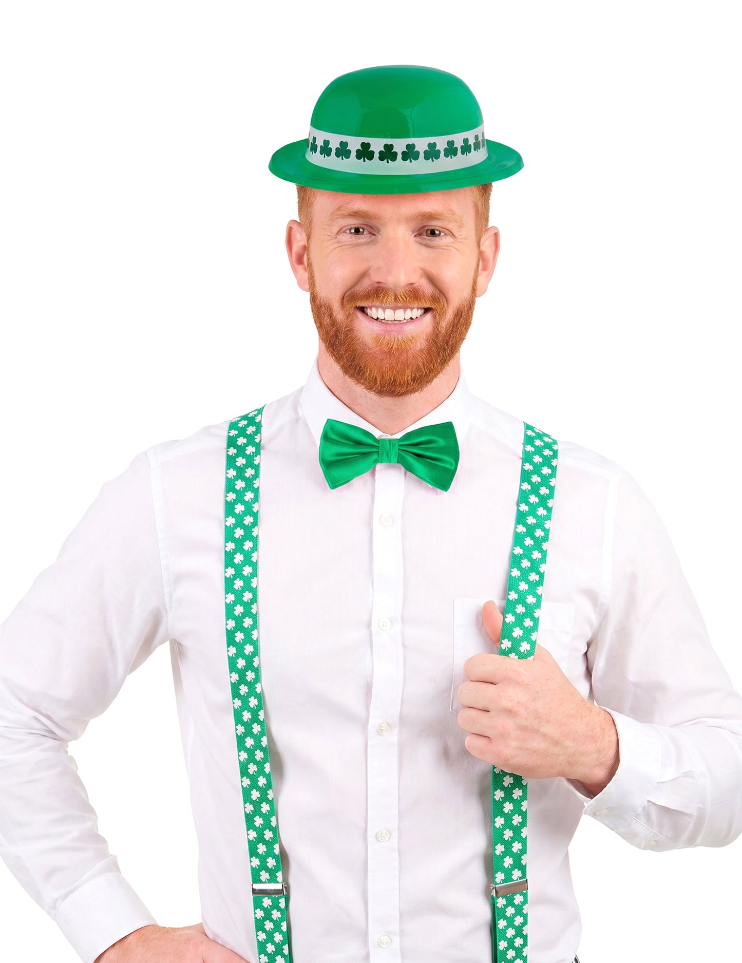 Pack Bretelles chapeau et nœud papillon Saint Patrick adulte