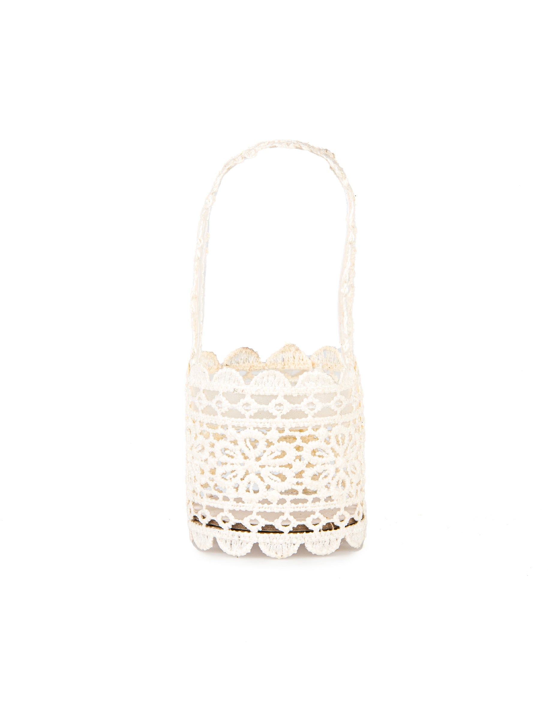 Panier dentelle pour mariage ivoire avec anse
