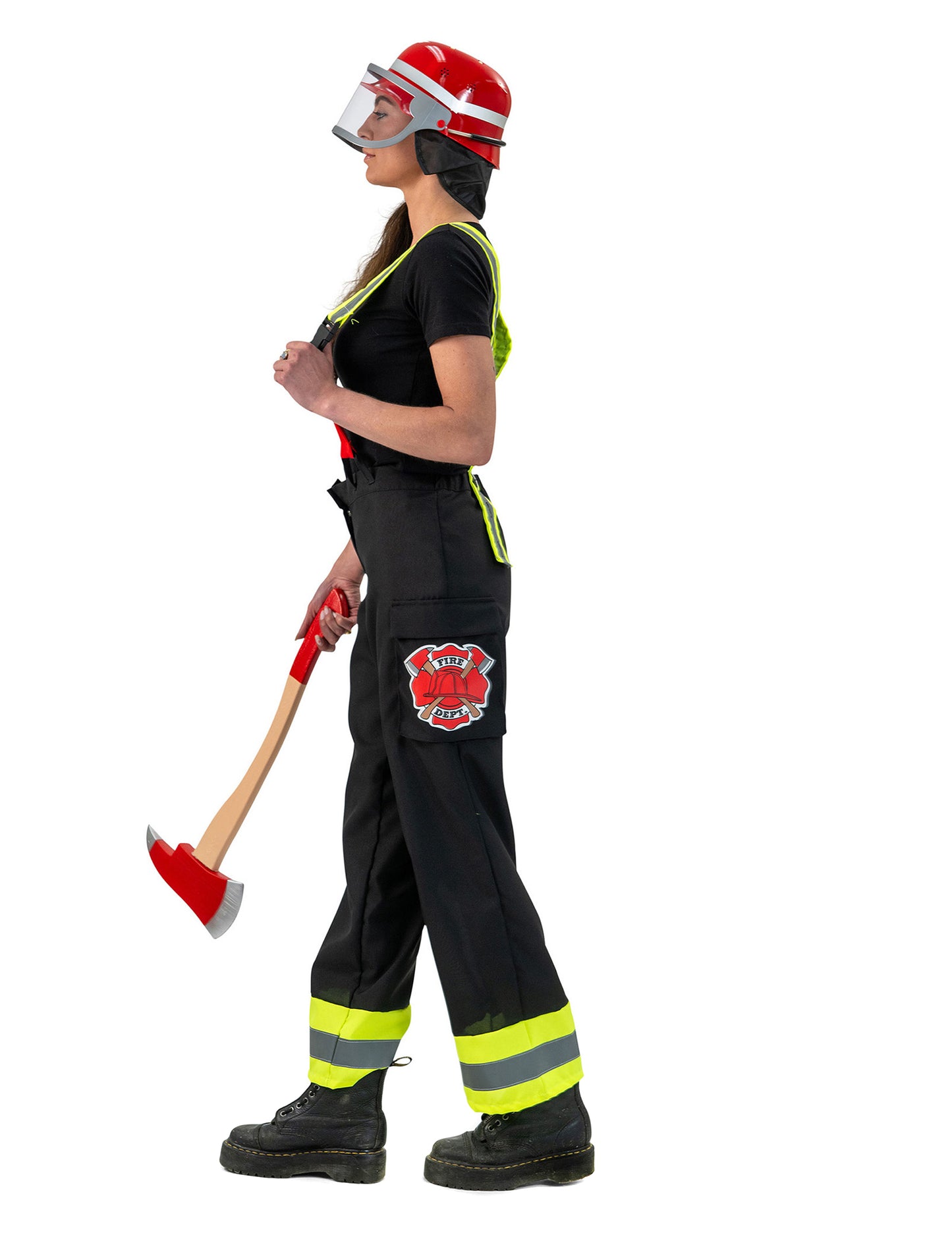 Pantalon de pompier noir avec bretelles femme