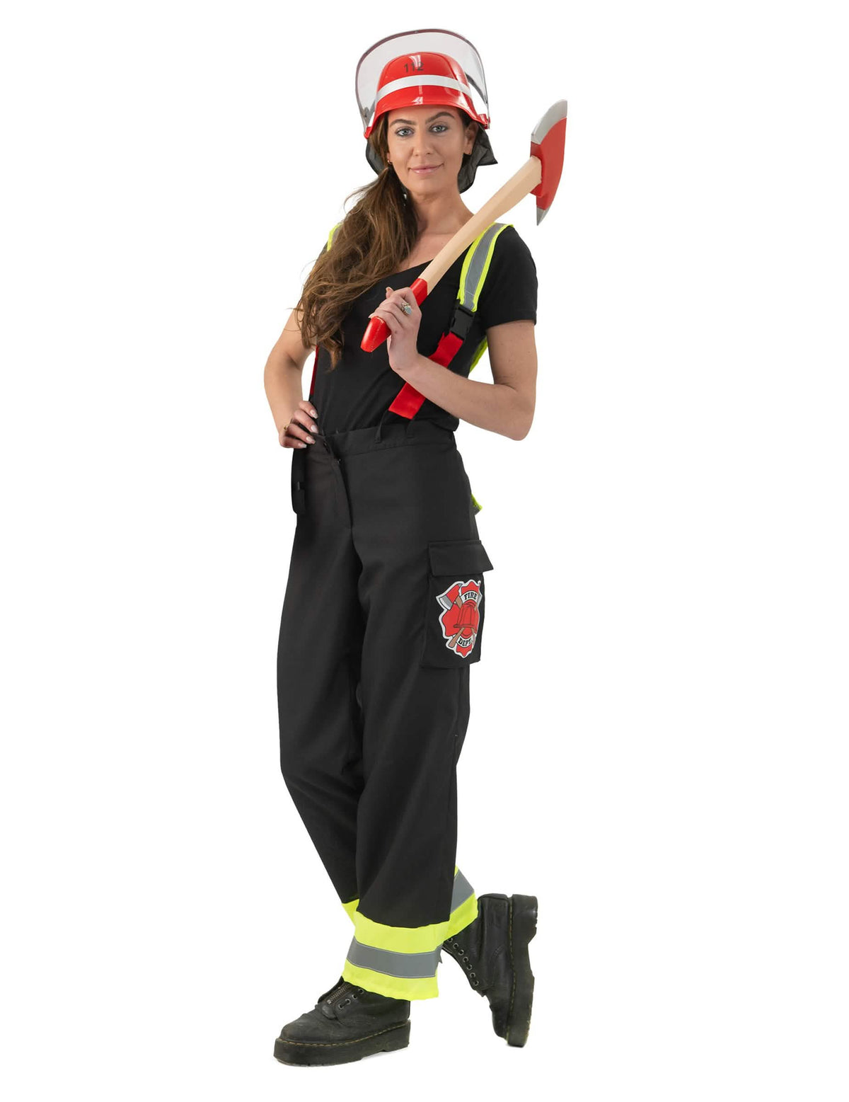 Pantalon de pompier noir avec bretelles femme
