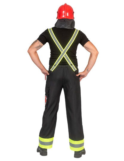 Pantalon de pompier noir avec bretelles homme