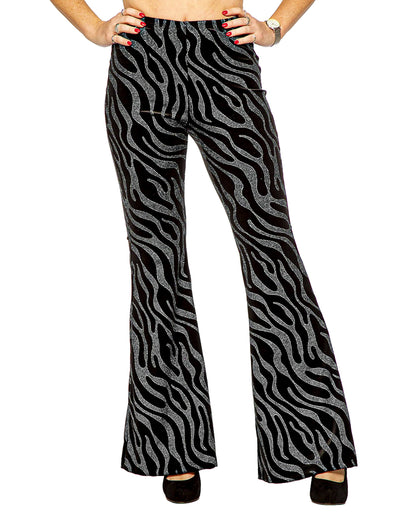 Pantalon avec vagues à paillettes argentées femme