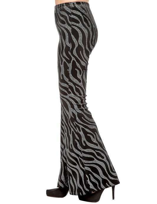 Pantalon avec vagues à paillettes argentées femme