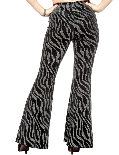 Pantalon avec vagues à paillettes argentées femme