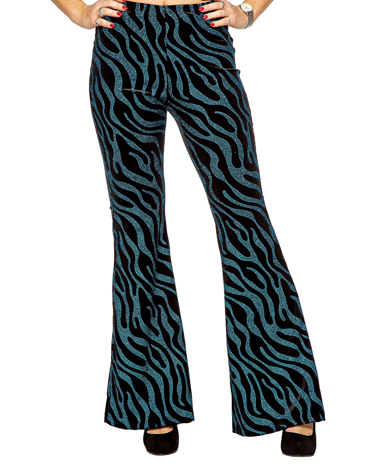 Pantalon avec vagues à paillettes bleues femme
