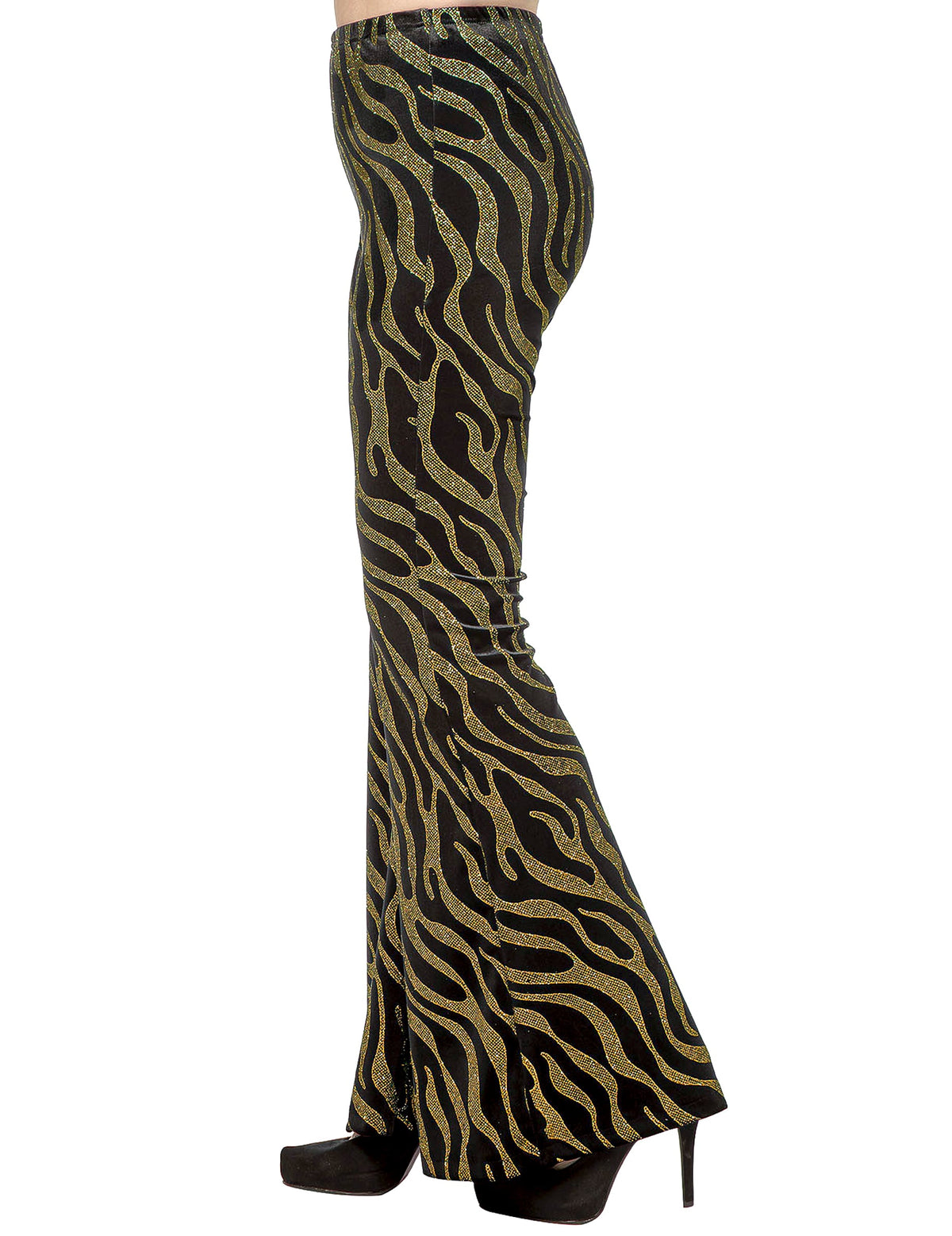 Dames festivalbroek met gouden paillettengolven