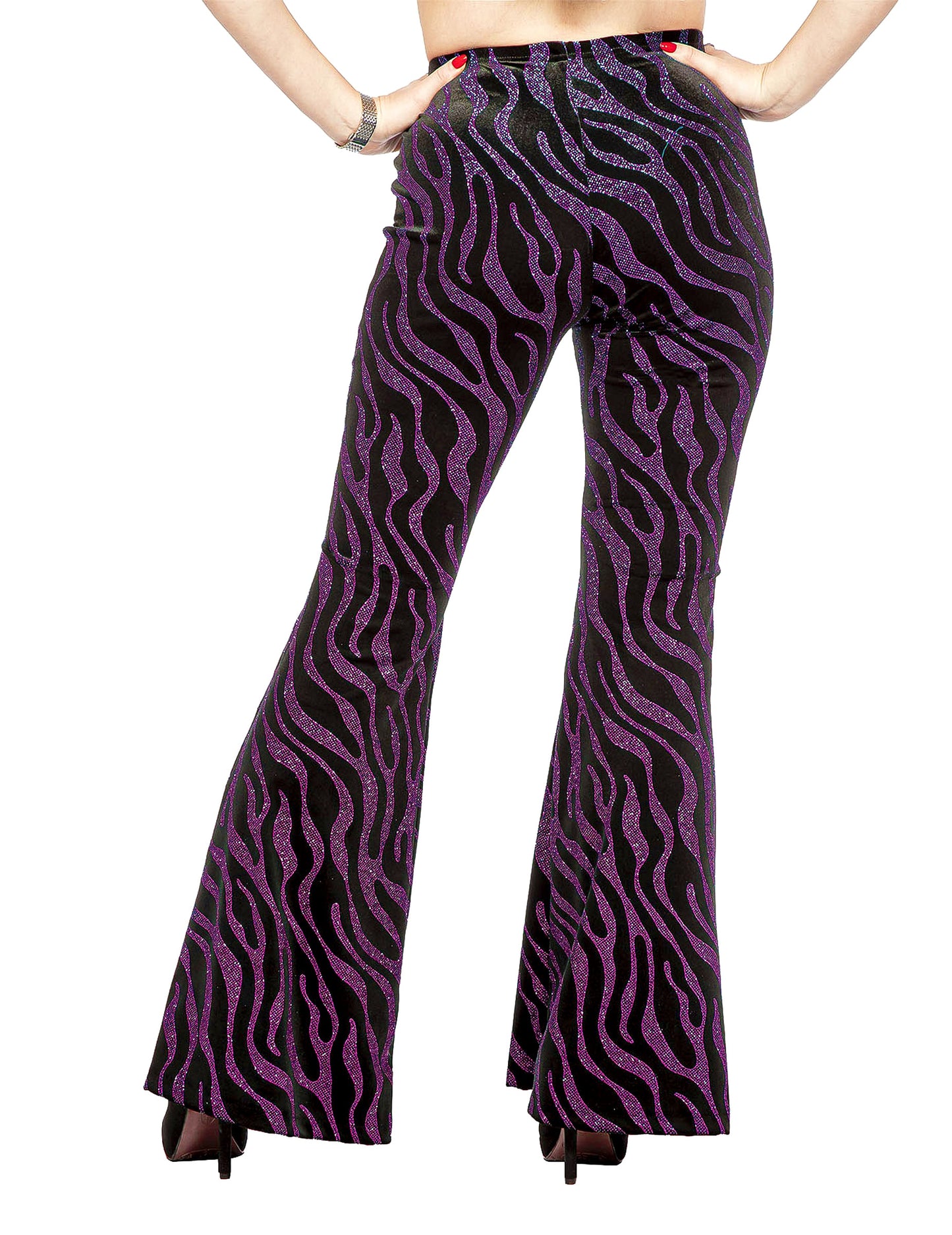 Pantalon avec vagues à paillettes roses femme