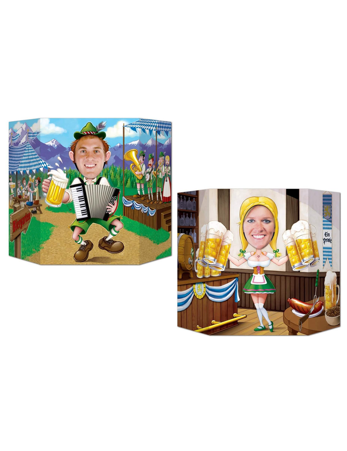 Passe-tête fête de la bière pour adulte avec illustrations de personnages bavarois