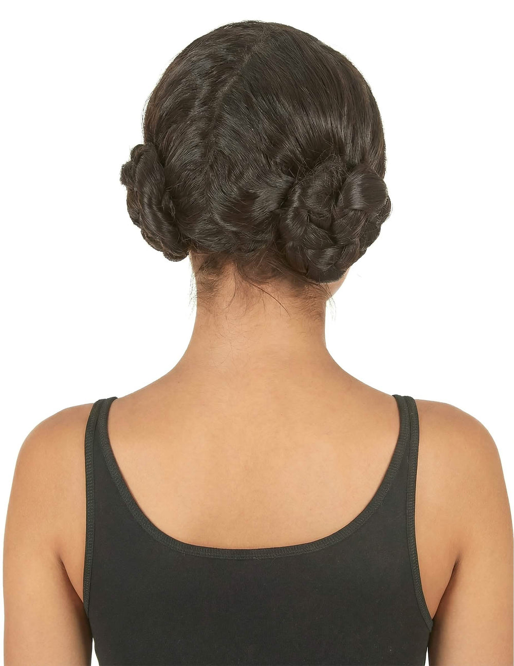 Vue de dos de la perruque avec chignon pour femme
