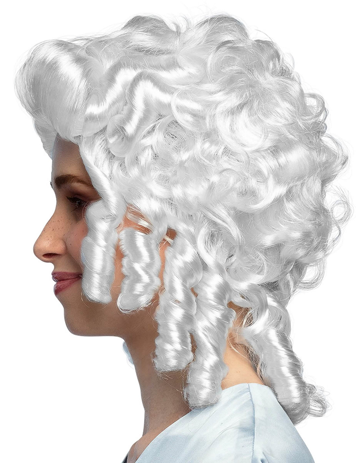 Vue de profil de la perruque baroque pour femme