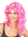 Fluo roze pruik met krullen volwassenen