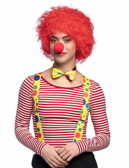 Vue de face de la perruque clown pour femme