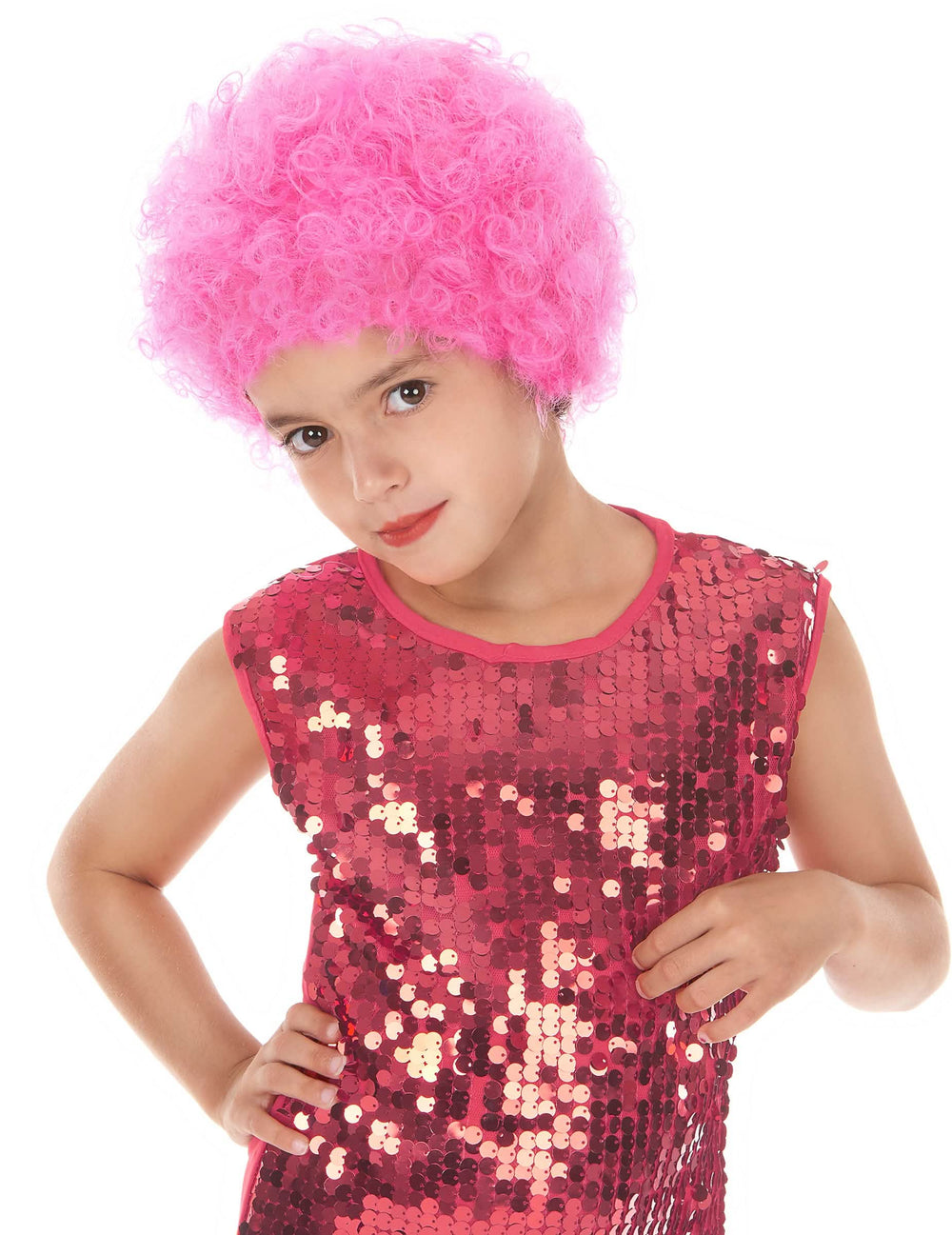 disco-pruik voor kinderen roze