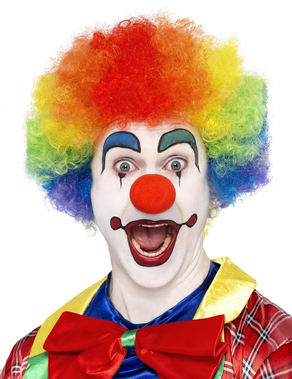 Mise en situation avec maquillage de la perruque de clown pour adulte