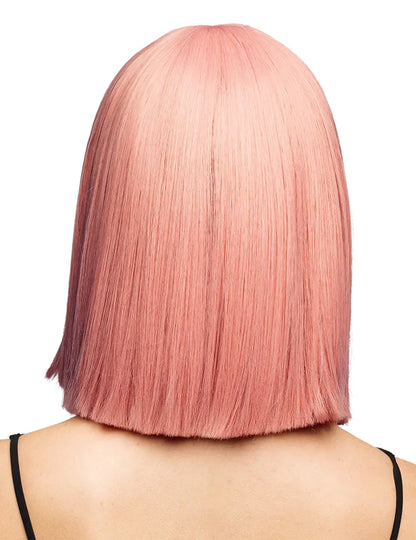 Luxe pastelroze vierkante damespruik, stylingbaar