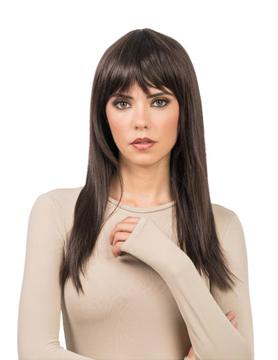 Perruque coiffable longue brune luxe femme