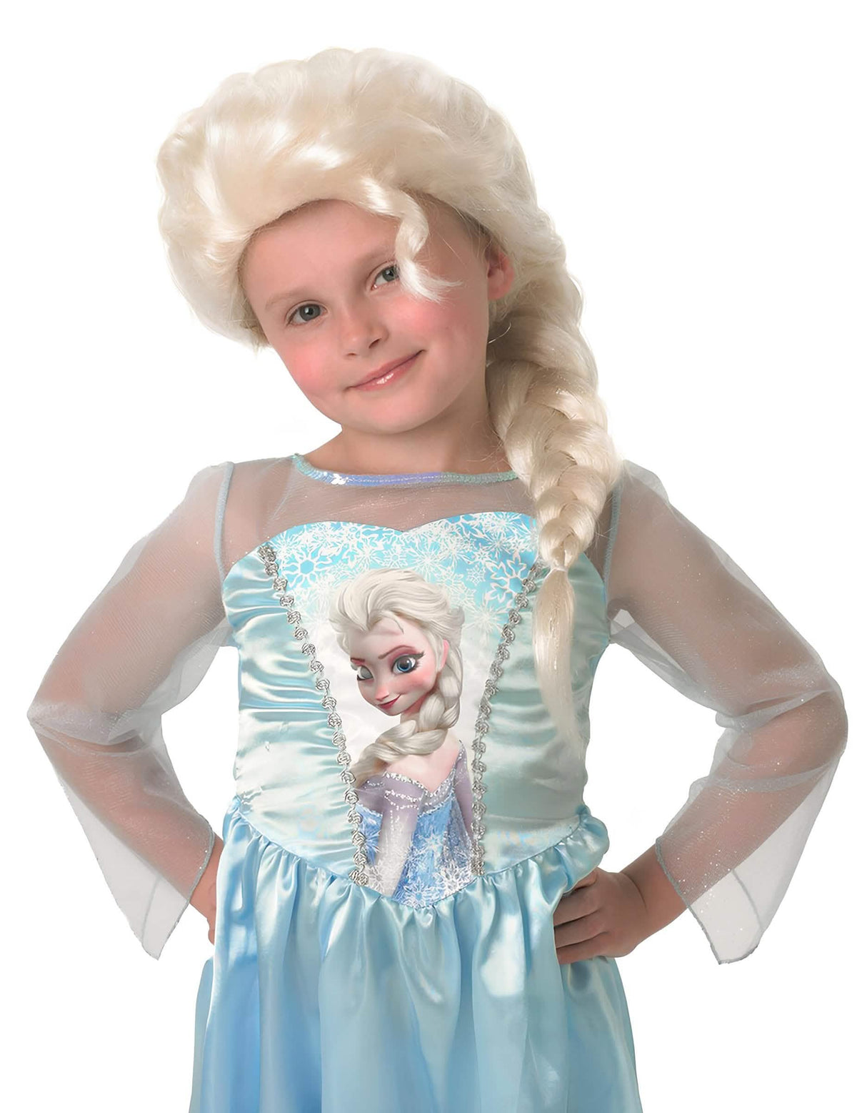 Perruque Elsa La Reine des neiges pour fille blonde platinée tressée