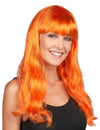 Lange oranje damespruik met lichte krullen
