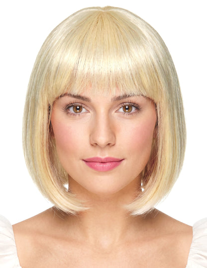 Perruque luxe blonde carré court avec frange femme