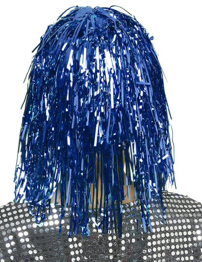 Perruque métallique bleue adulte