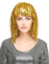 Goudkleurige glitterpruik voor volwassenen