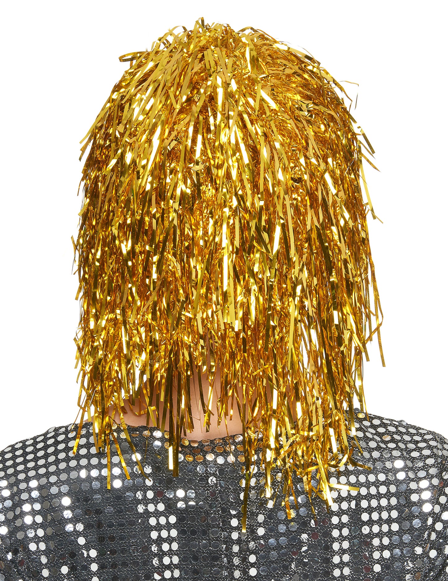 Goudkleurige glitterpruik voor volwassenen