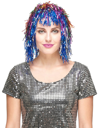 Perruque multicolore métallique adulte