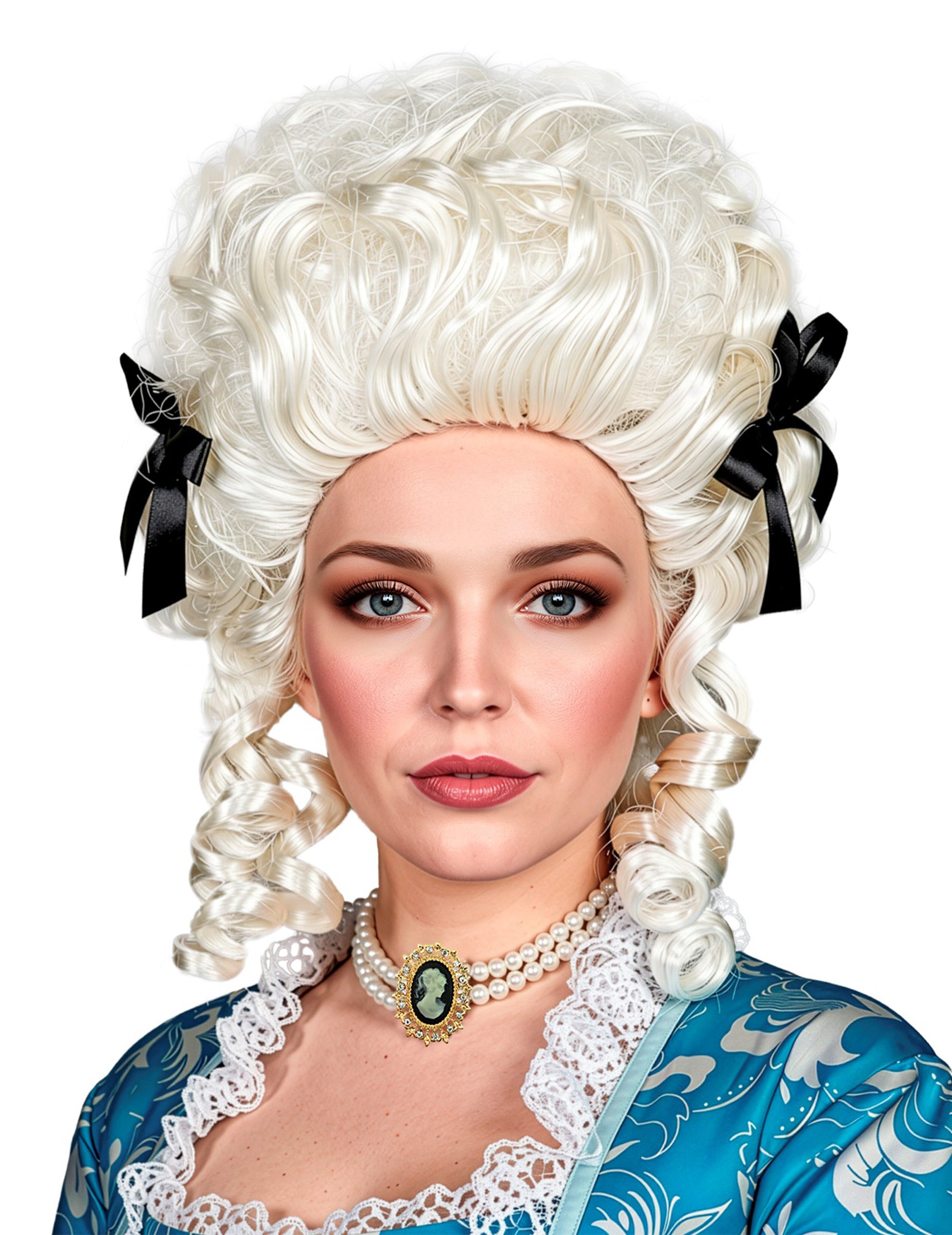 Vue de face de la perruque noble pour femme