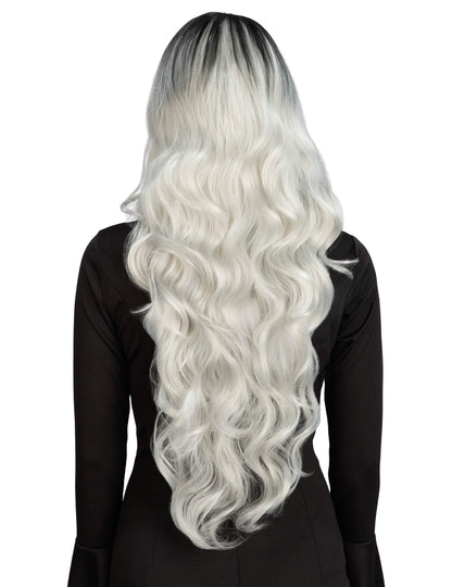 Luxe ombre pruik wit en zwart dames