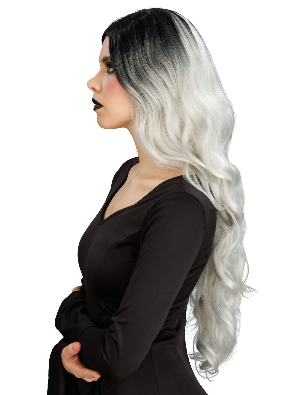 Luxe ombre pruik wit en zwart dames