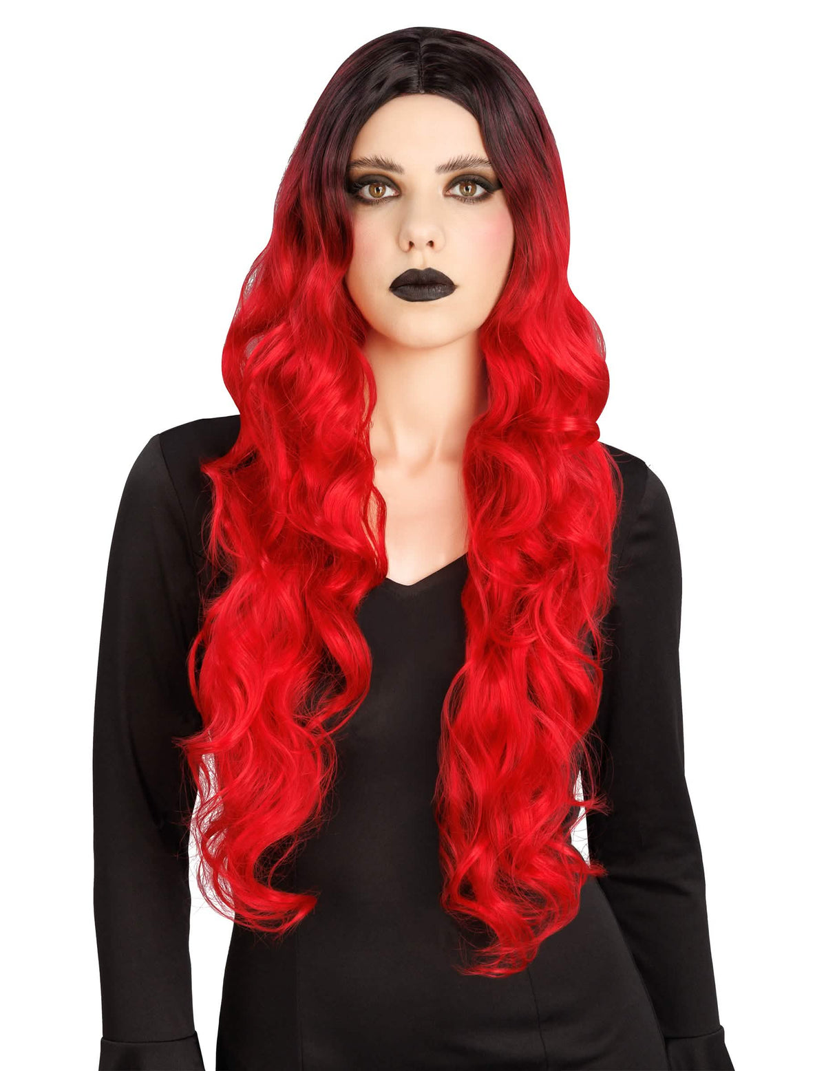 Perruque ombré rouge et noir luxe femme