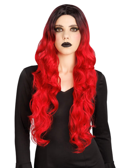 Perruque ombré rouge et noir luxe femme