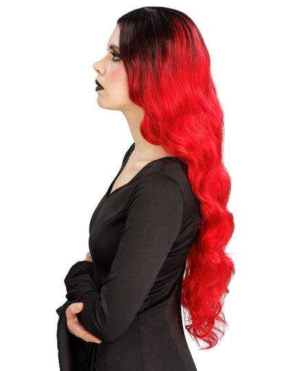Perruque ombré rouge et noir luxe femme