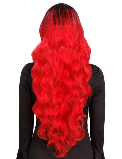 Perruque ombré rouge et noir luxe femme