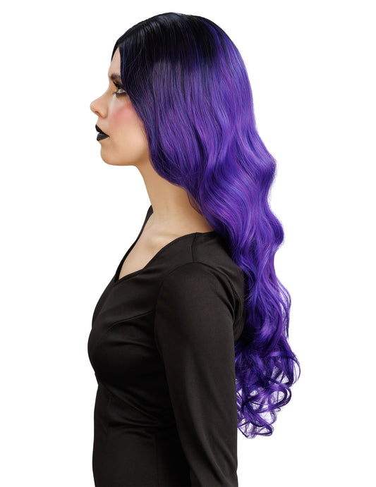 Perruque ombré violet et noir luxe femme