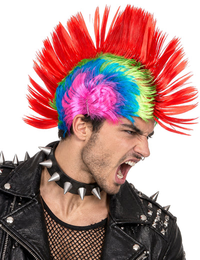 Veelgekleurde punk pruik voor mannen